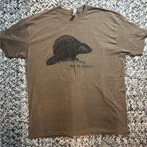 American Apparel Brown Gorpcore/Camping Beaver Detroit Graphic T-Shirt Men’s XL